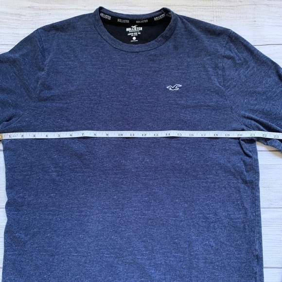 Hollister Men's Curved Hem Long-Sleeve Heather Blue-Gray Tee in Size L - Picture 7 of 7